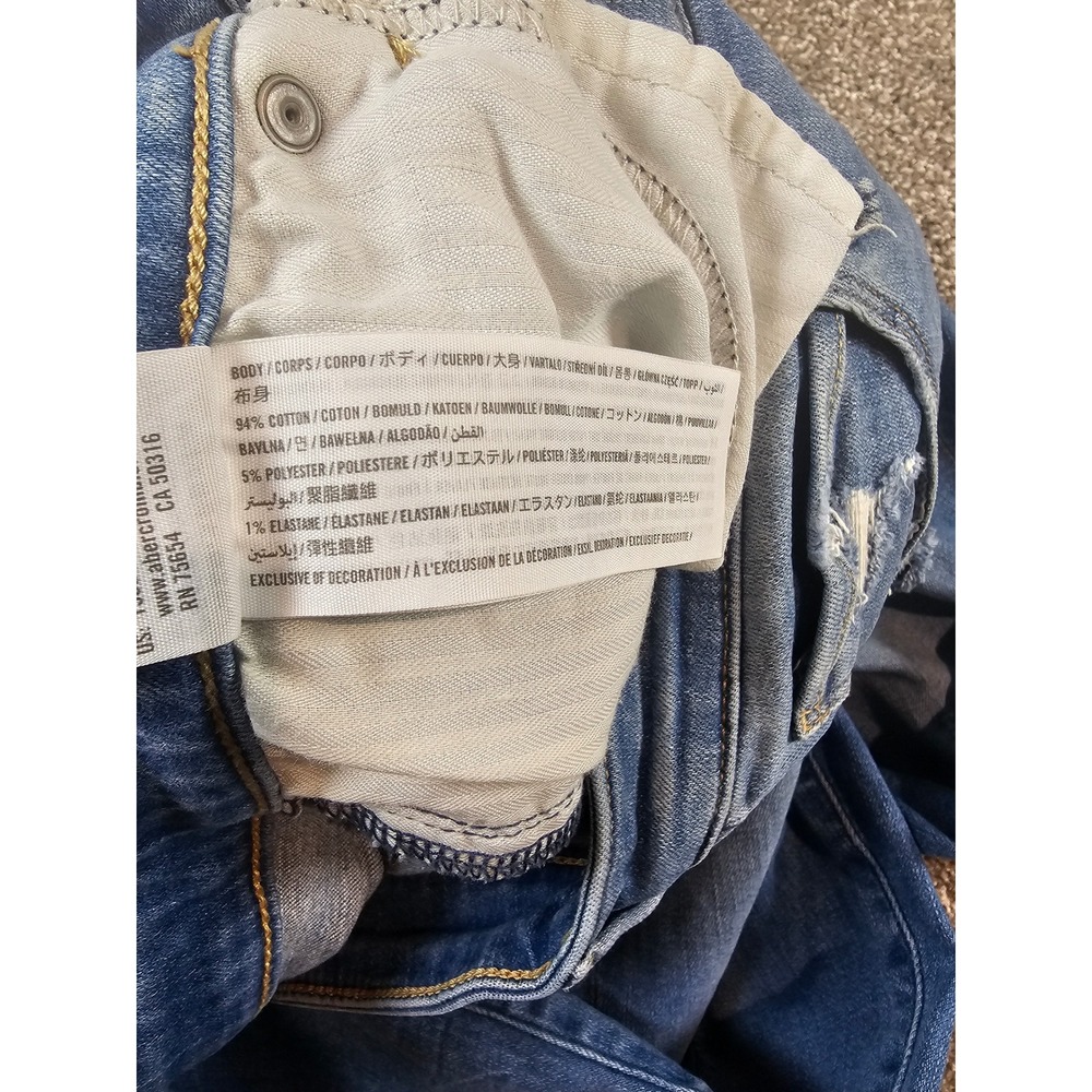 Abercrombie & Fitch Simone High Rise Ankle Distressed Jeans Blue 32 14R - Picture 15 of 15